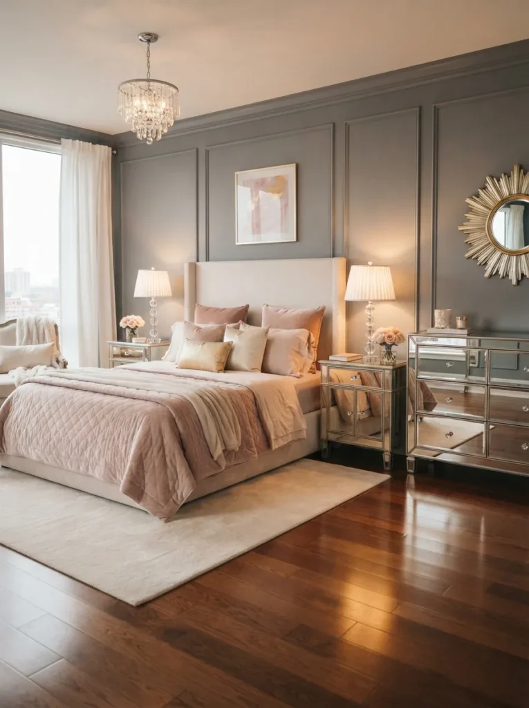 mirrored furniture baddie bedroom idea modern stylish