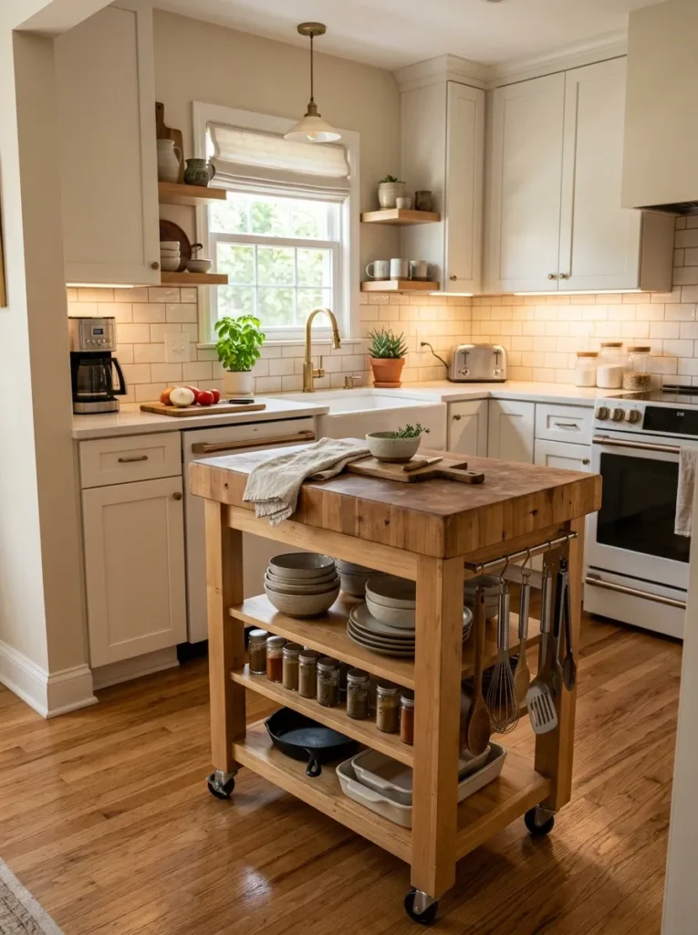multi functional island cart small kitchen idea 2026