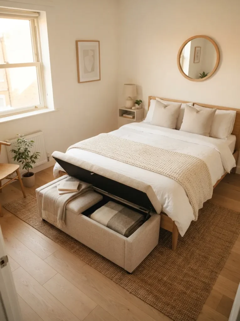 multi use storage bench small bedroom idea 2026