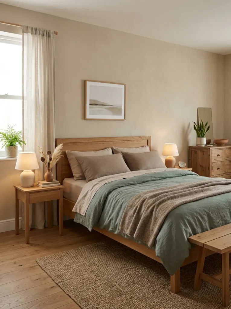 muted earth palette cozy earthy bedroom idea modern