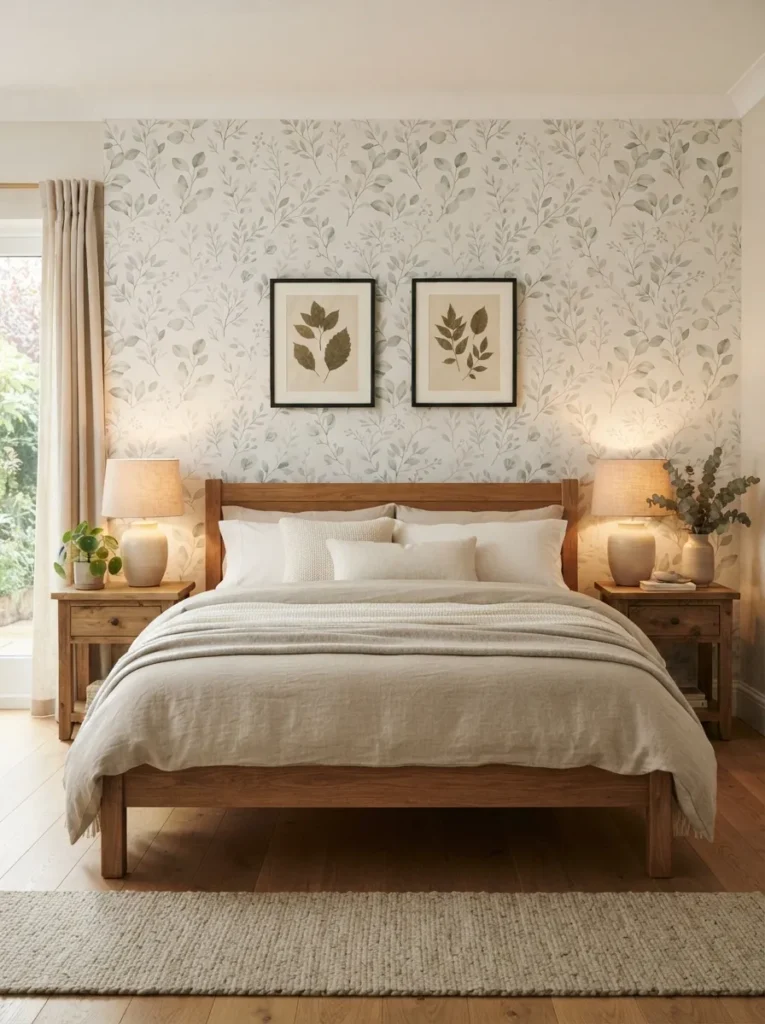 nature inspired wallpaper forest bedroom idea 2026