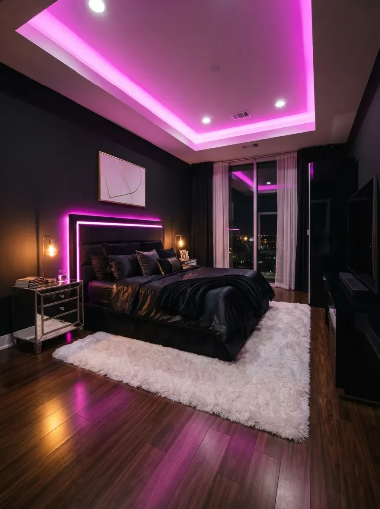 neon led glow baddie bedroom idea modern 2026