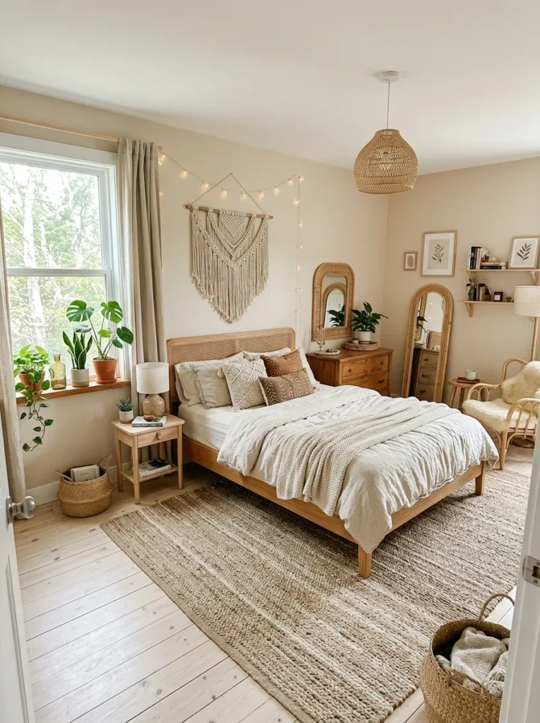 neutral wall paint boho teen bedroom idea modern