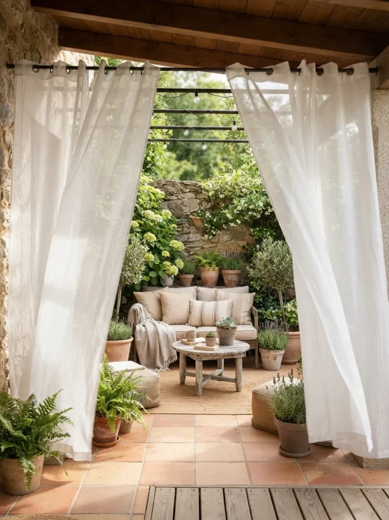 outdoor curtain panels small patio decor idea modern