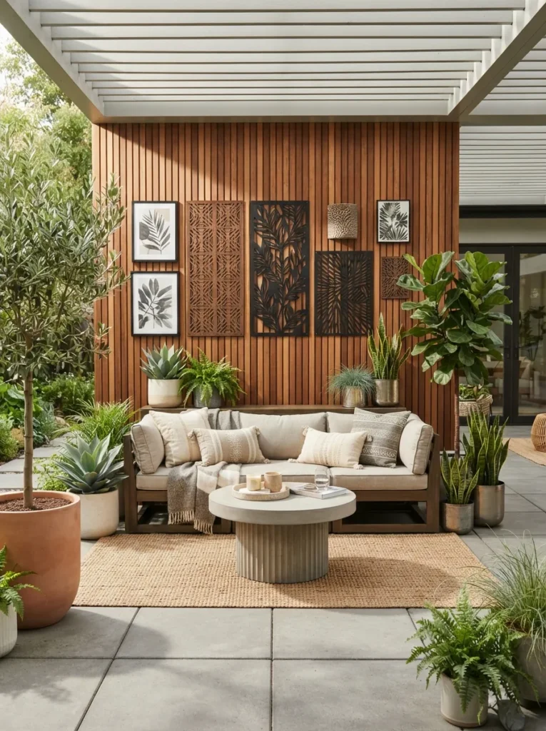 outdoor wall art summer patio decor idea modern