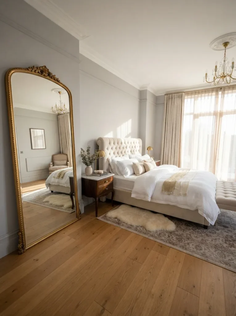 oversized floor mirror baddie bedroom idea 2026
