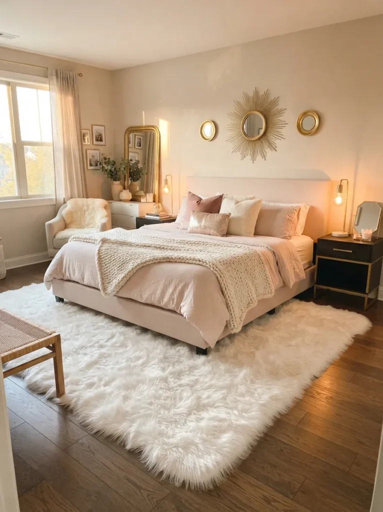 plush faux fur rug baddie bedroom idea 2026