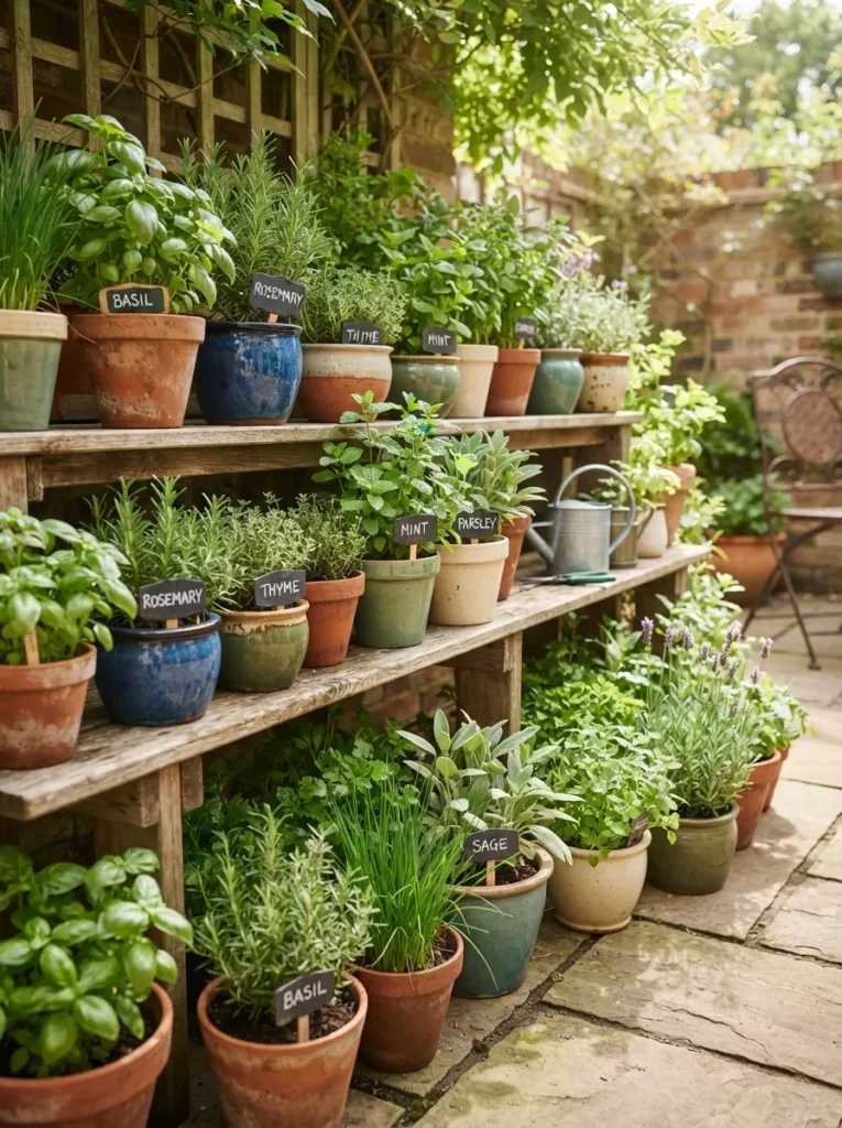 potted herb garden small patio decor idea 2026