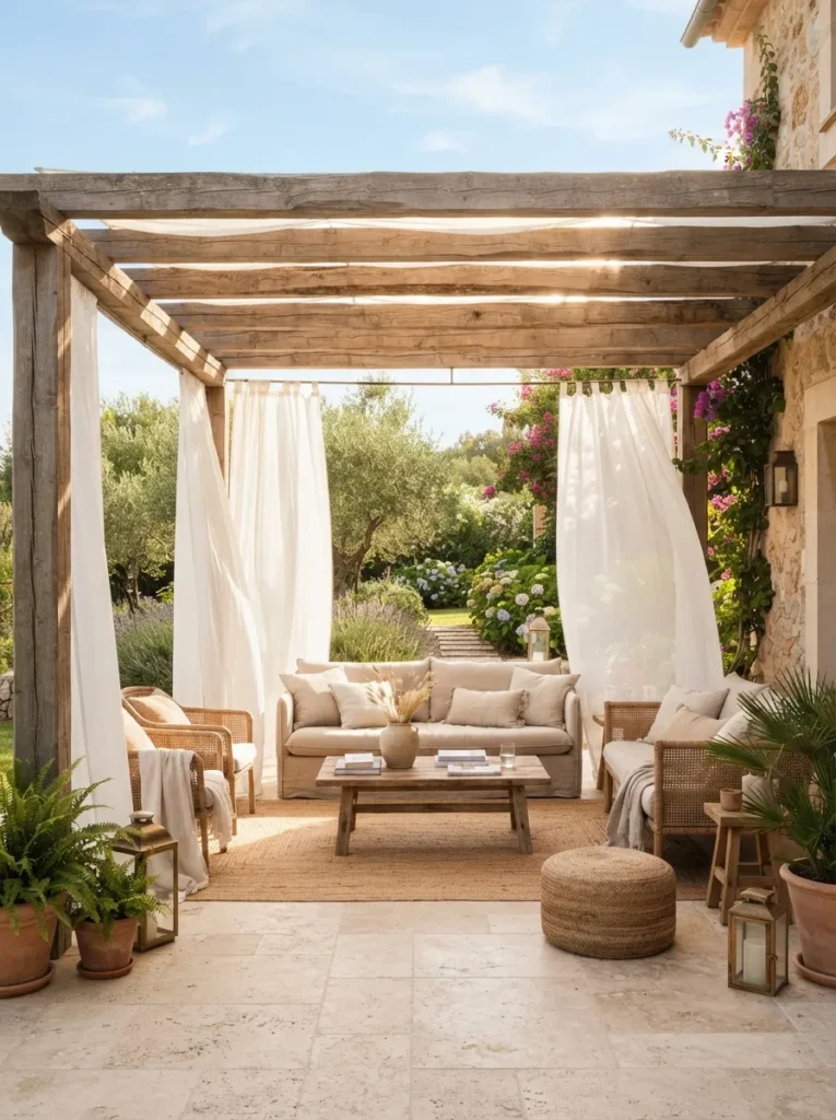 sheer curtain drapes summer patio decor idea 2026