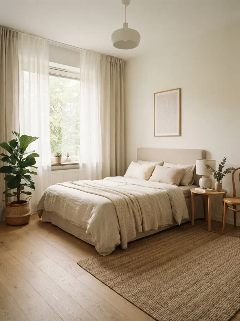 sheer curtain layers bedroom window idea modern 2026