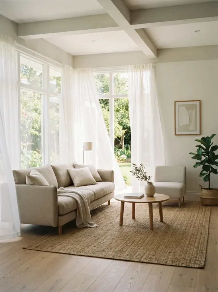 sheer curtain layers summer home decor idea 2026