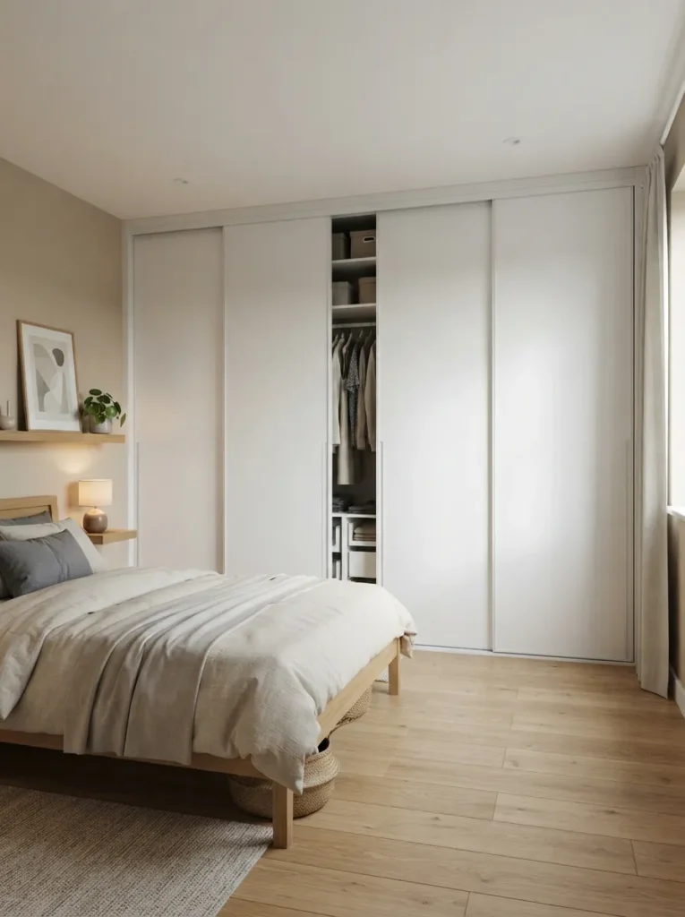 sliding door wardrobes small bedroom idea 2026