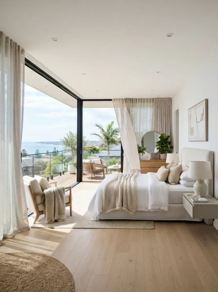 sliding glass panels bedroom window idea modern