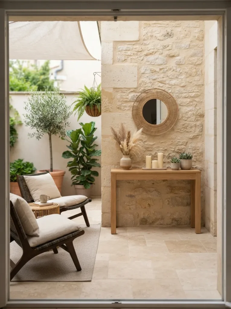 slim console table small patio decor idea 2026