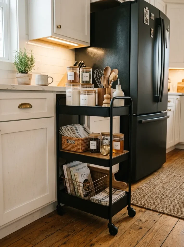 slim rolling cart small kitchen idea 2026