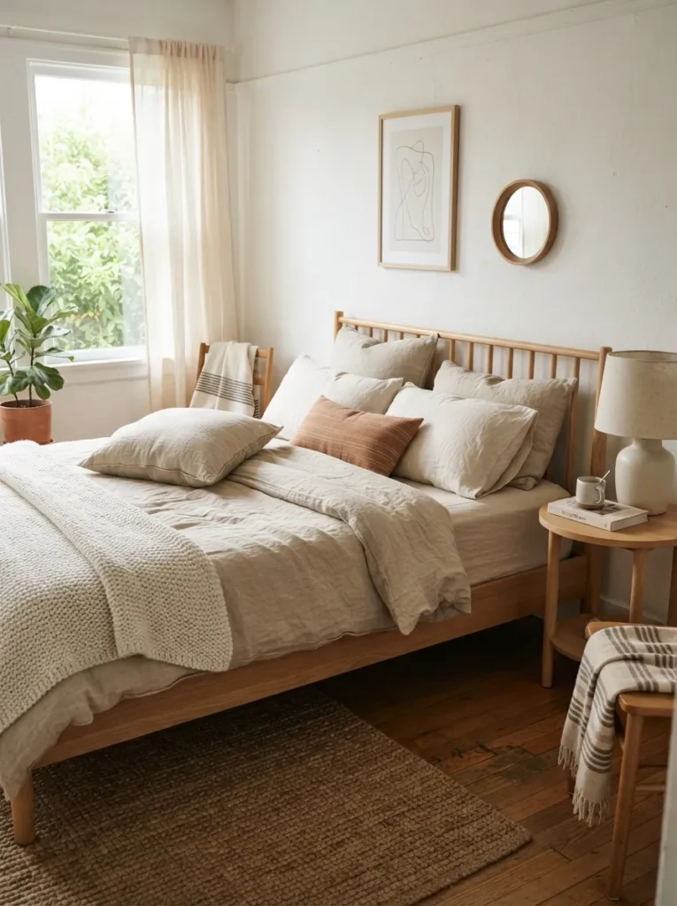 soft linen bedding cozy earthy bedroom idea modern