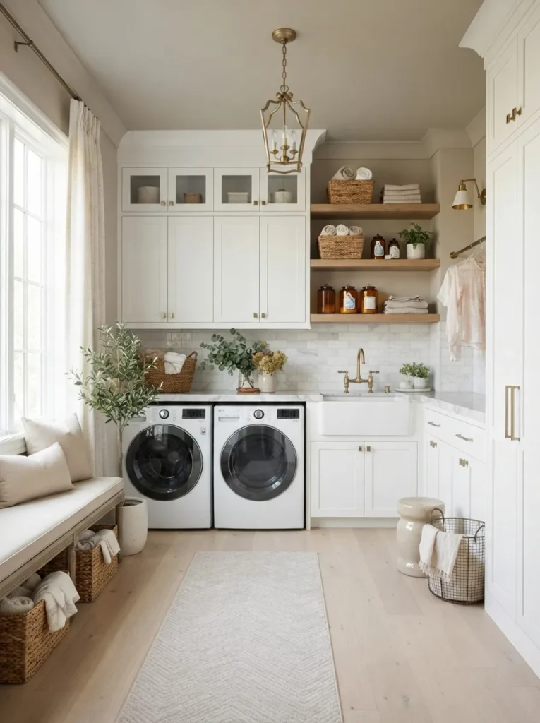 soft neutral palette luxury laundry room idea modern
