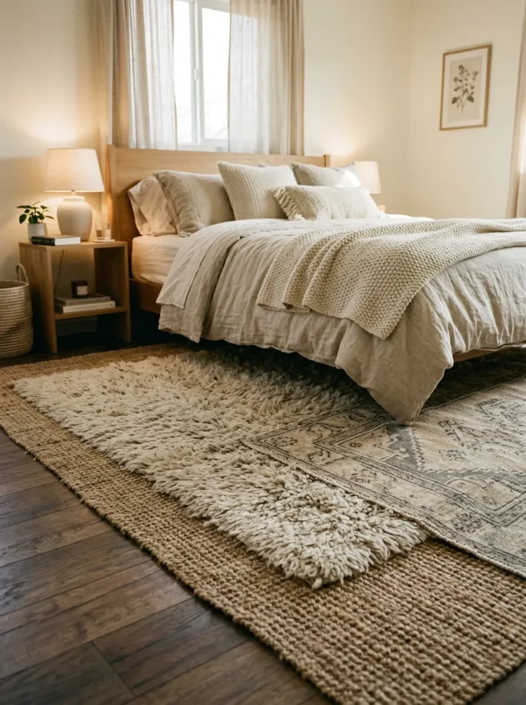 soft rug layering teen girl bedroom idea 2026