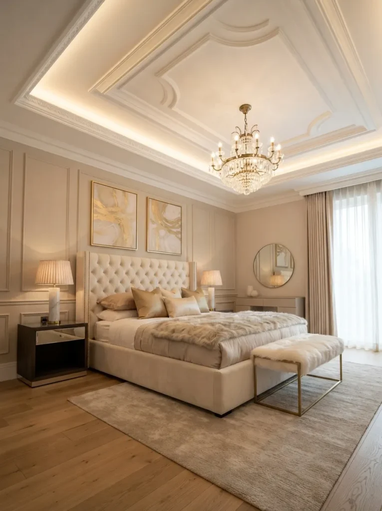 statement ceiling design baddie bedroom idea 2026