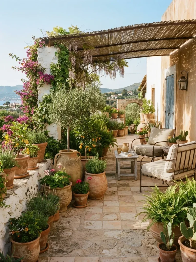 terracotta pot styling summer patio decor idea modern