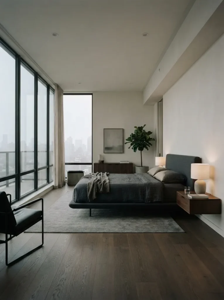 tinted glass finish bedroom window idea modern