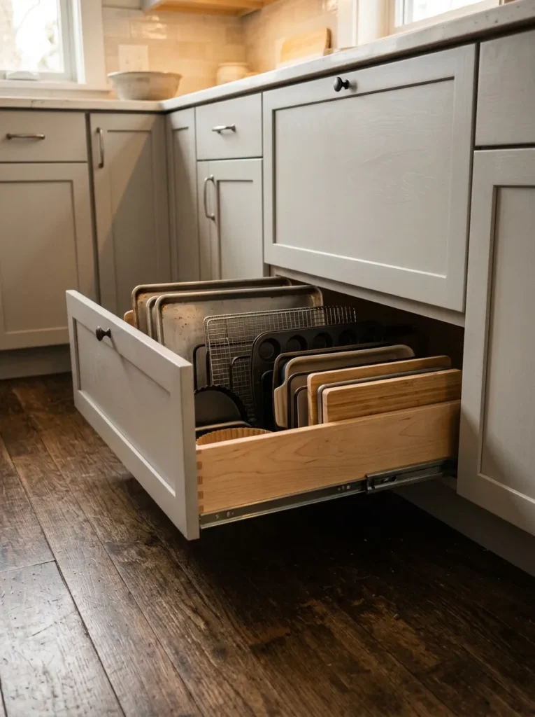 toe kick drawers small kitchen idea space saving