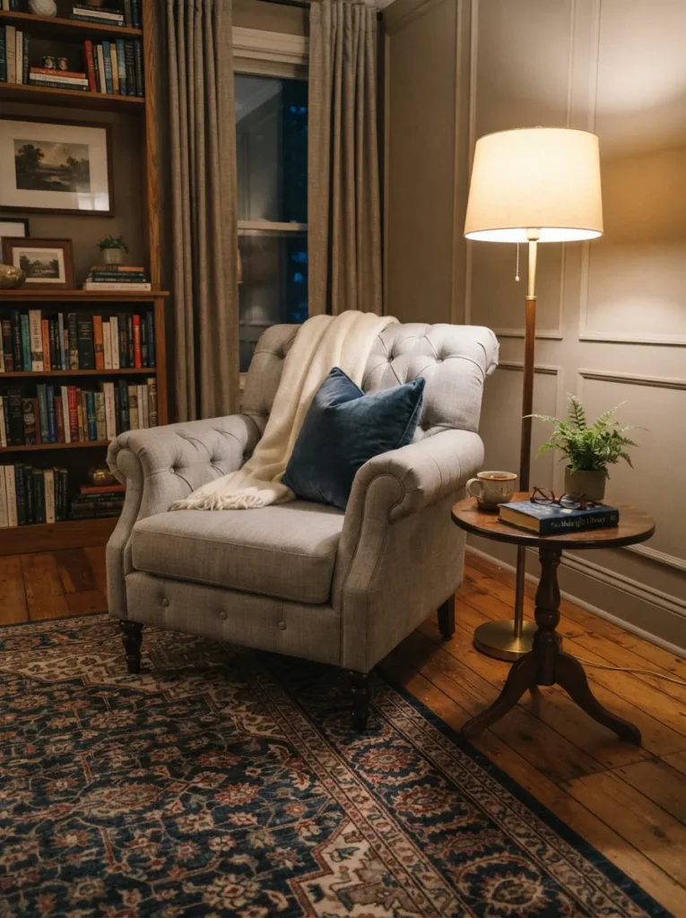 tufted armchair style cozy reading chair idea 2026