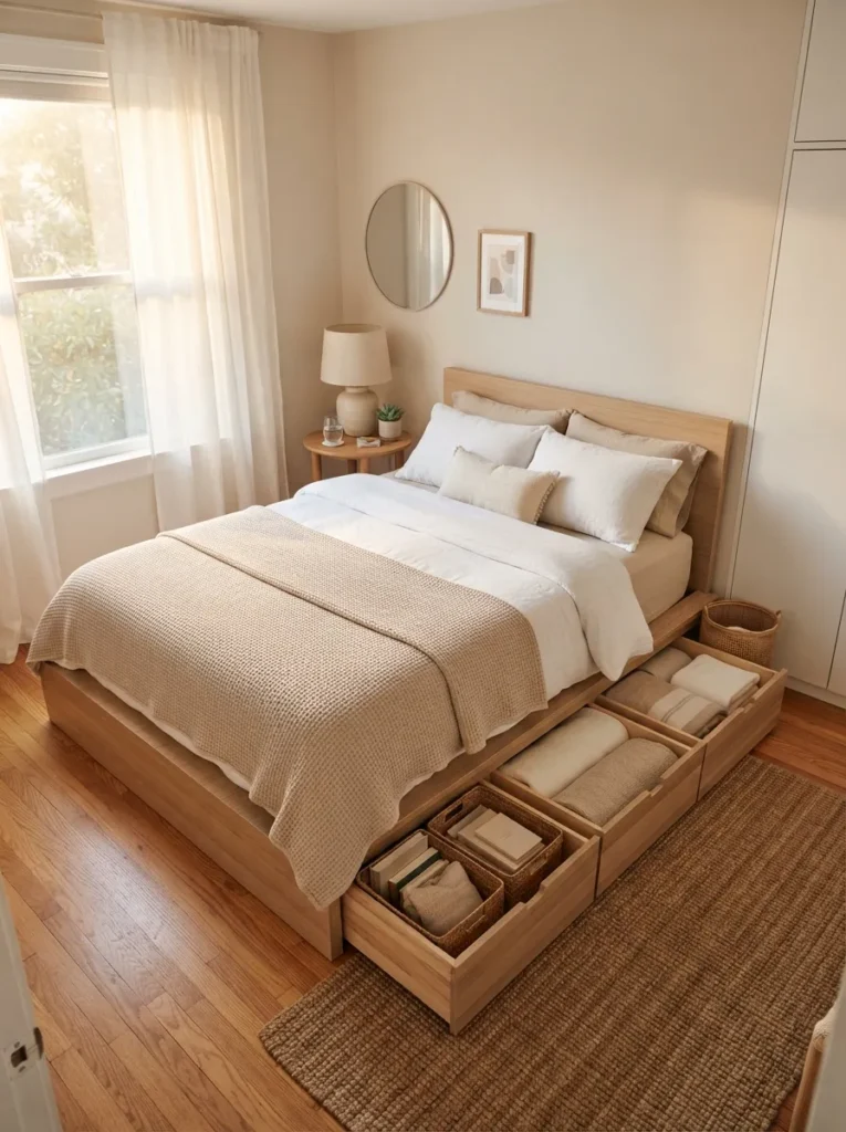 under bed storage drawers small bedroom idea 2026
