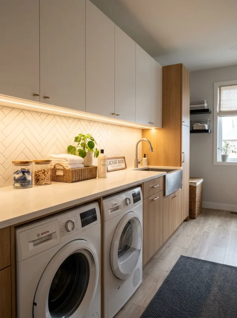 under cabinet lighting laundry room design idea modern