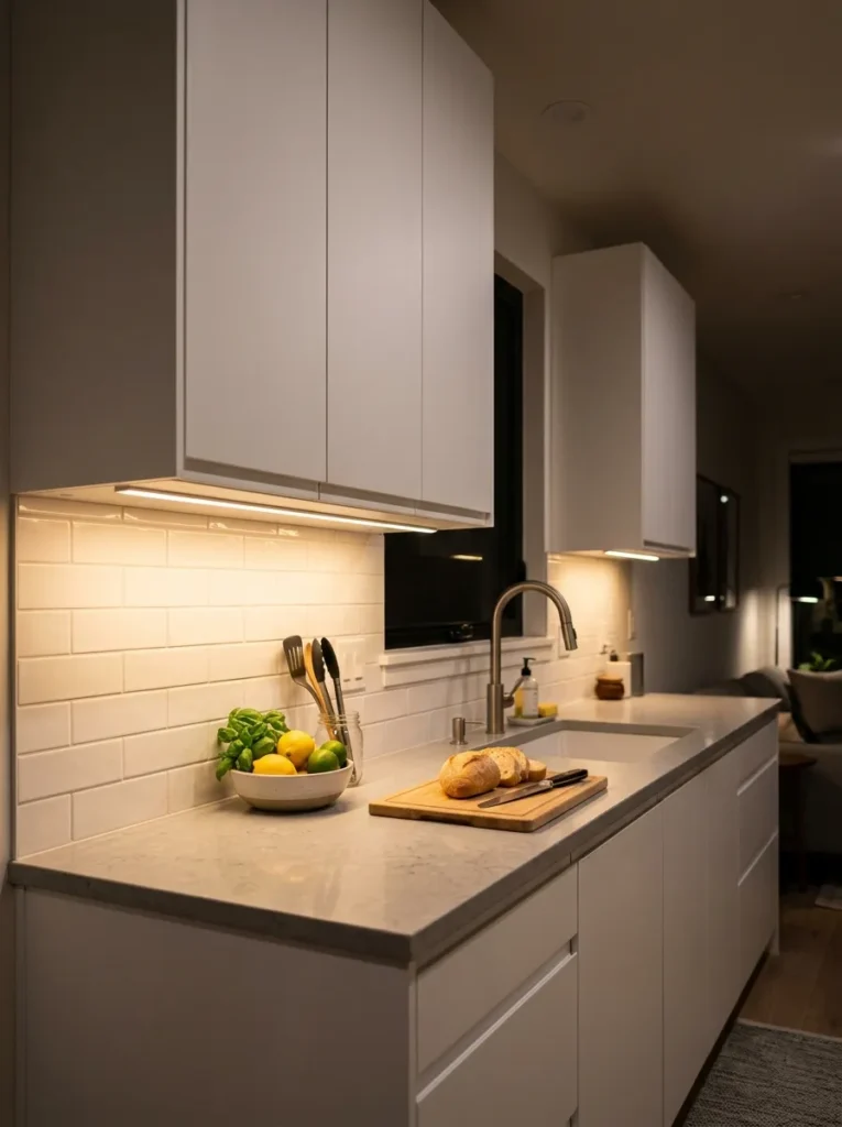 under cabinet lighting small kitchen idea modern
