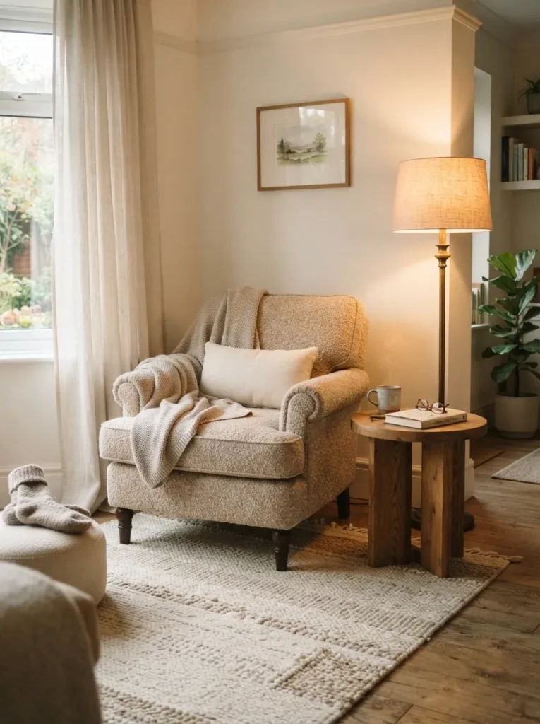 upholstered accent chair cozy reading chair idea 2026