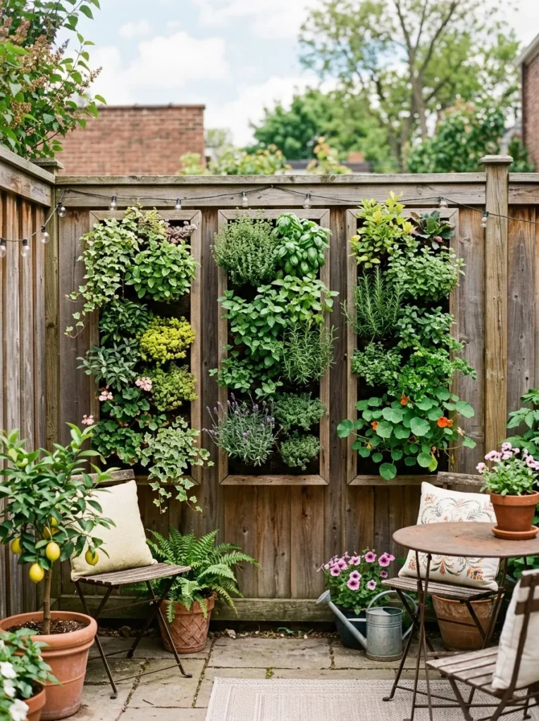 vertical garden panels privacy fence idea modern
