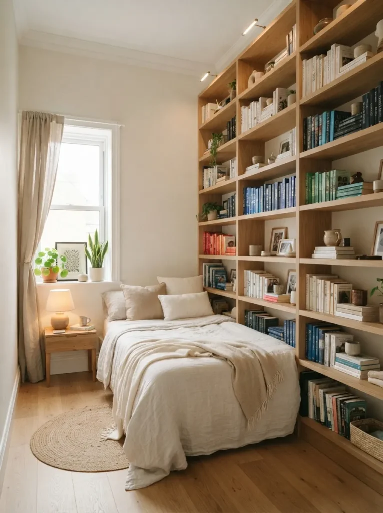 vertical shelving units small bedroom idea 2026