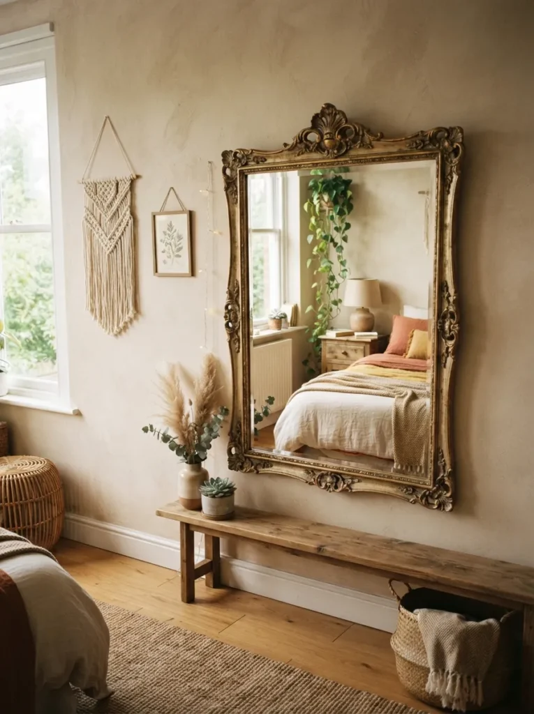 vintage mirror accents boho teen bedroom idea 2026