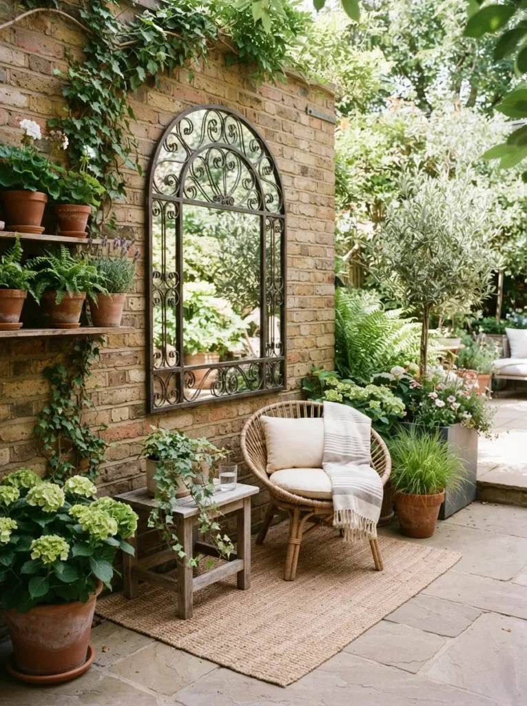 wall mirror accent small patio decor idea 2026