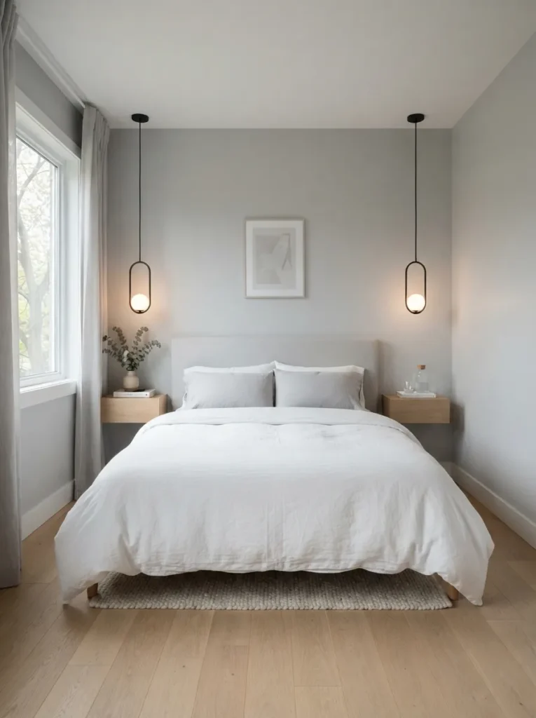 wall mounted nightstands small bedroom idea modern
