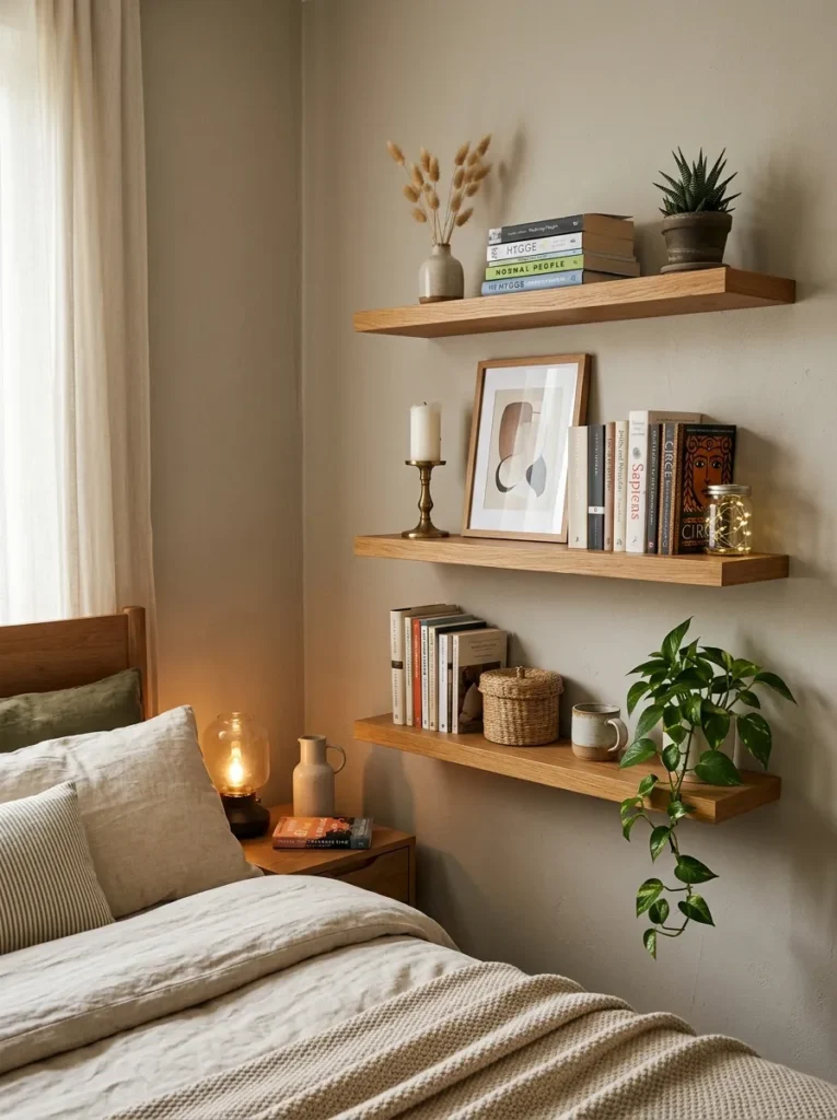 wall shelf styling teen girl bedroom idea modern