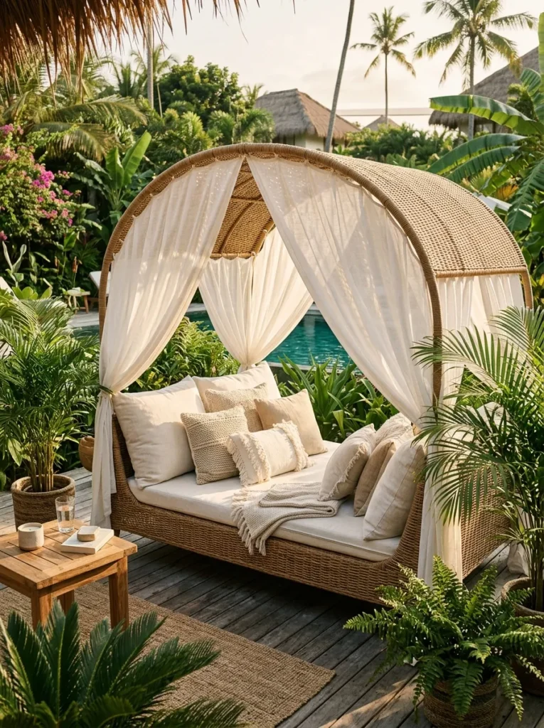 wicker daybed lounge outdoor furniture idea 2026