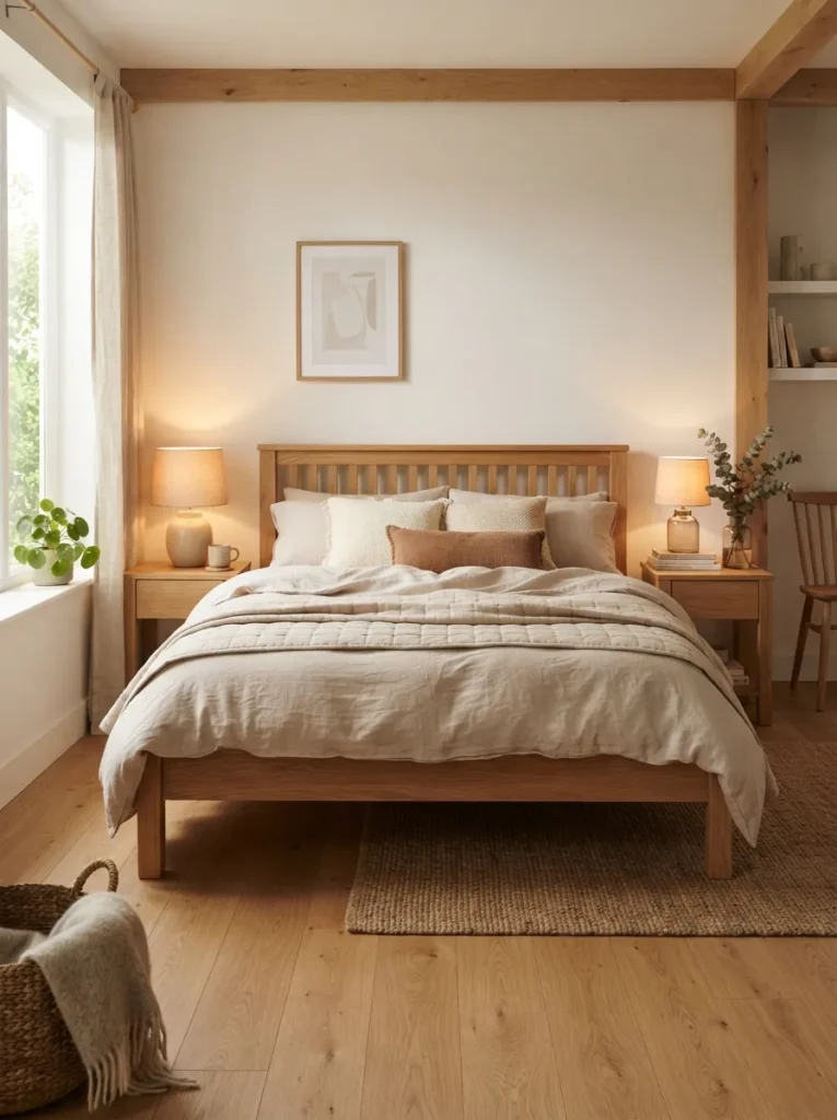 wooden bed frames cozy earthy bedroom idea 2026