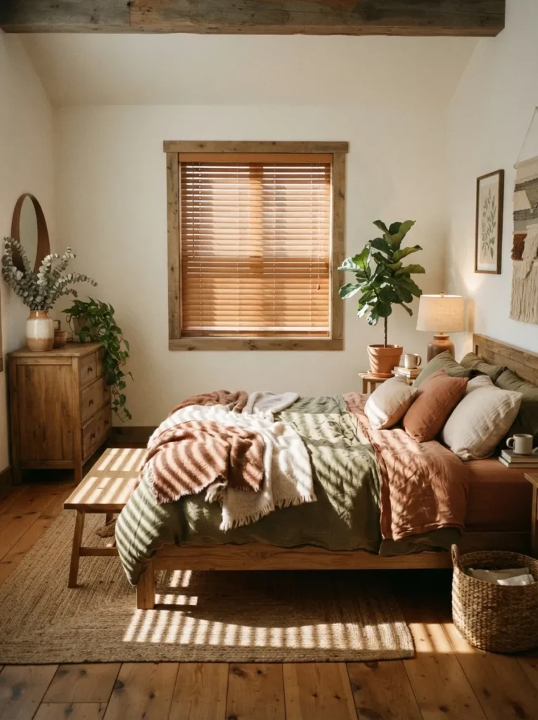 wooden blind shades bedroom window idea 202