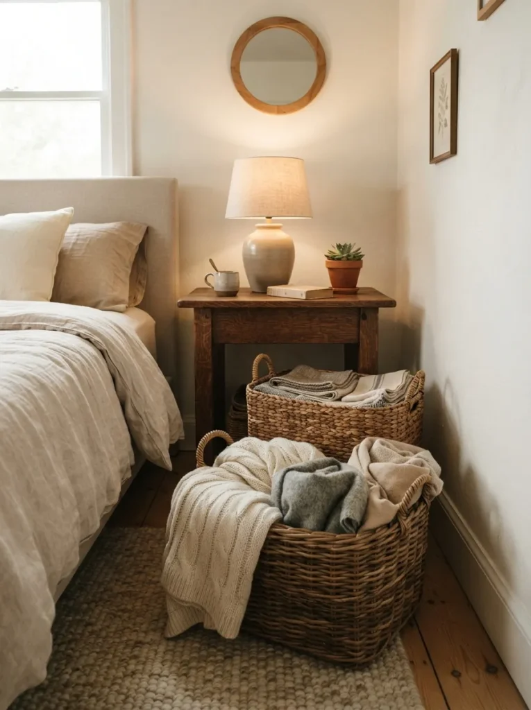 woven basket storage forest bedroom idea modern