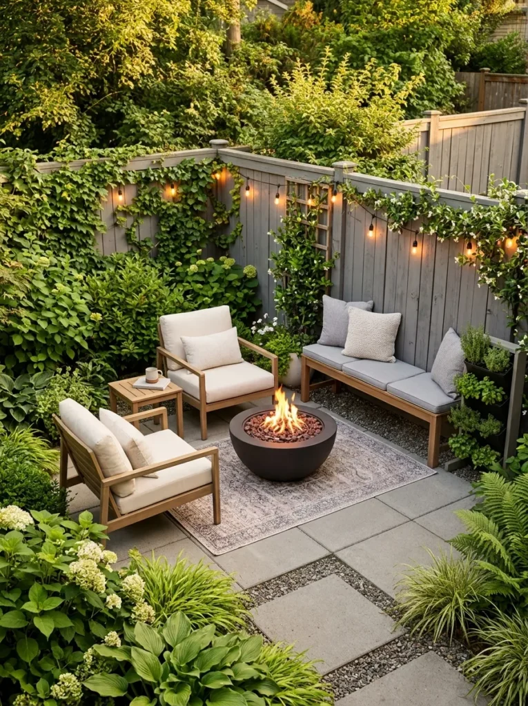 backyard fire pit lounge ideas for small yards 2026