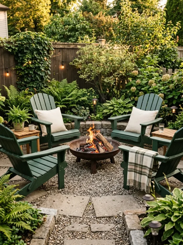 cozy adirondack corner backyard fire pit lounge idea modern