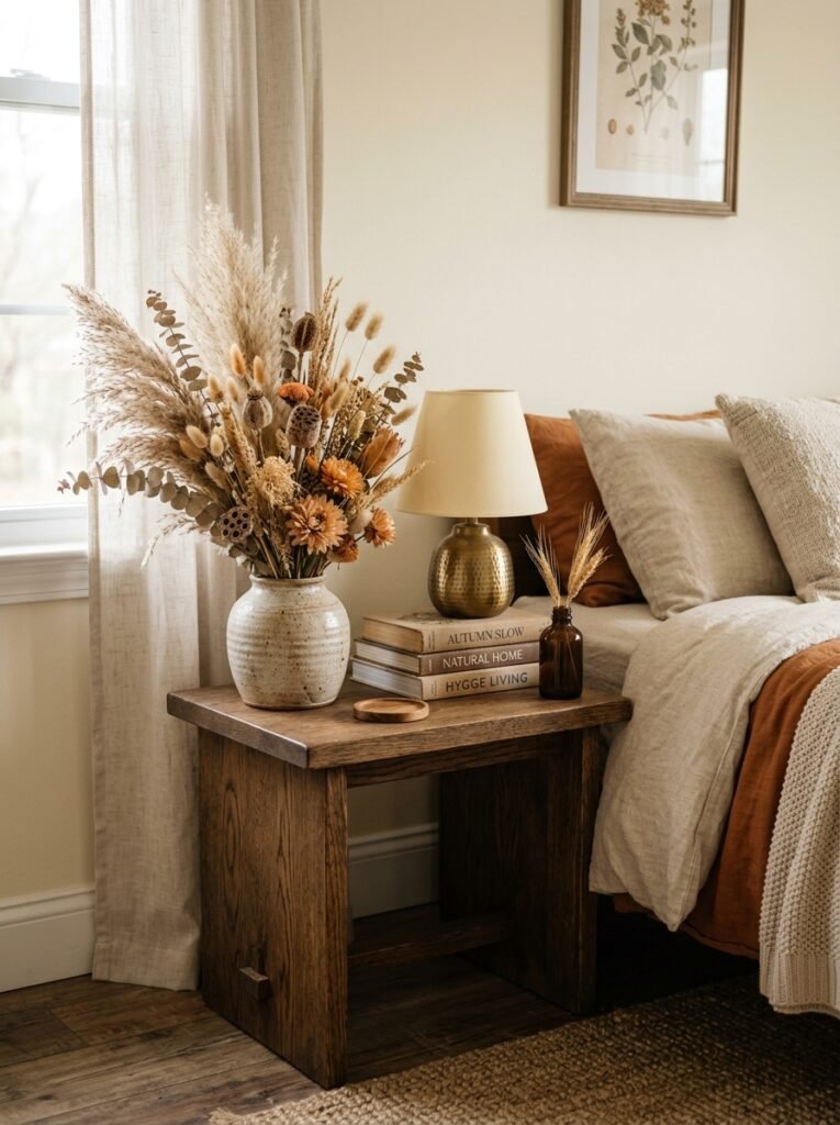 dried floral arrangements fall bedroom decor idea modern