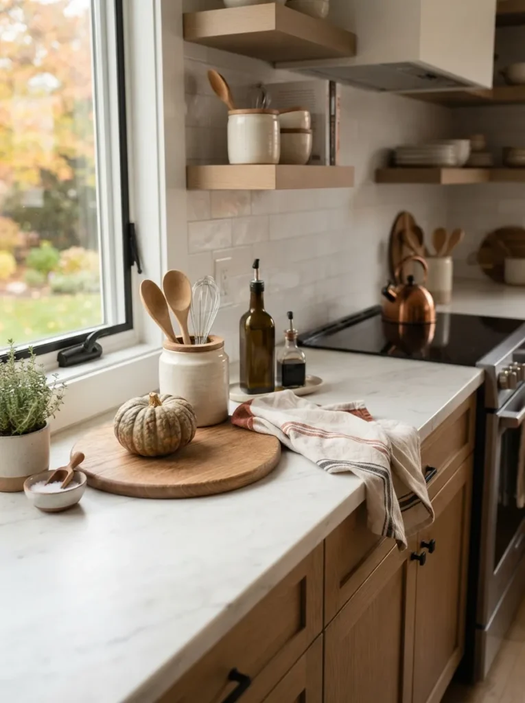 kitchen counter vignettes fall home decor idea modern