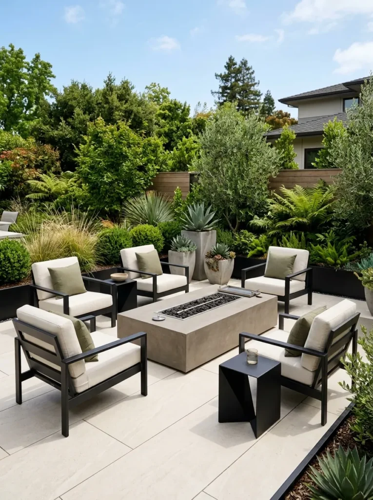 modern concrete hearth backyard fire pit lounge idea modern