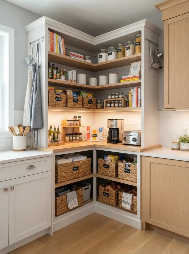 multi use storage nook corner kitchen pantry idea modern