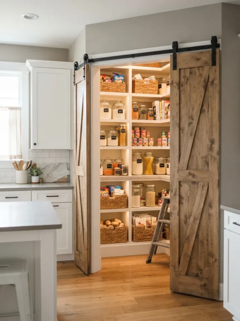 pantry with sliding doors corner kitchen pantry idea modern