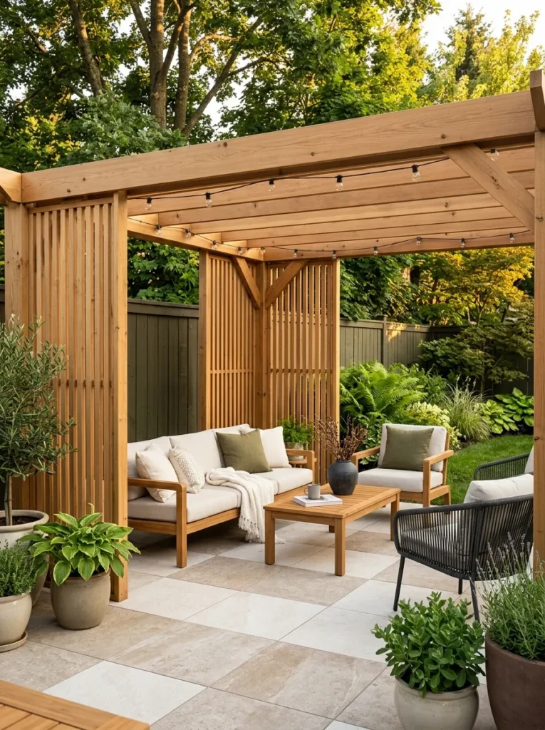 Pergola With Privacy Screens