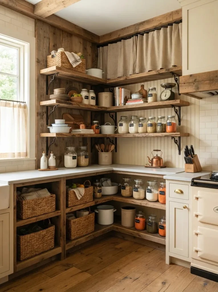 rustic wood pantry corner kitchen pantry idea modern